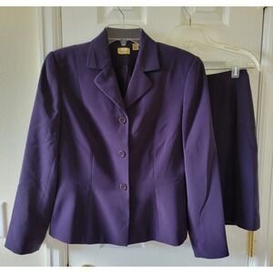 Caslon Nordstrom Skirt Suit Size 8 Blue Violet Longsleeve Business Vintage